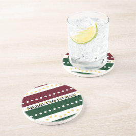 Burgundy and Emerald Golden Polka Dots Christmas  Zandsteen Onderzetter