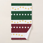 Burgundy and Emerald Stripes Polka Dots Christmas Bad Handdoek (Handdoek)