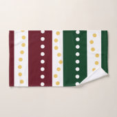 Burgundy and Emerald Stripes Polka Dots Christmas Bad Handdoek (Handdoek)