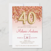 Burgundy and Gold 40th Birthday Party Invitation Kaart (Voorkant)