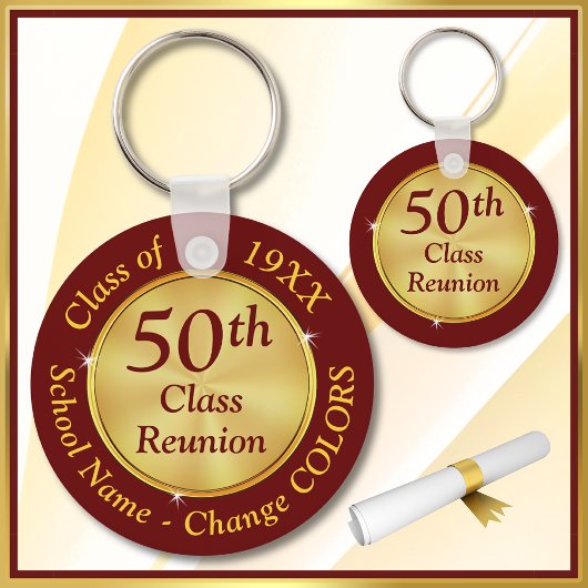 Burgundy and Gold, 50th Class Reunion Favors Sleutelhanger