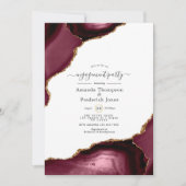 Burgundy and Gold Agate Engagement Party Kaart (Voorkant)
