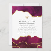 Burgundy and Gold Agate Reduced Wedding Guest List Aankondiging (Voorkant)