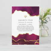Burgundy and Gold Agate Reduced Wedding Guest List Aankondiging (Staand voorkant)