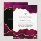 Burgundy and Gold Agate Reduced Wedding Guest List Aankondiging (Voorkant / Achterkant)