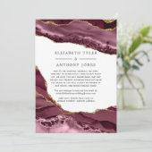 Burgundy and Gold Agate Wedding Reduced Guest List Aankondiging (Staand voorkant)