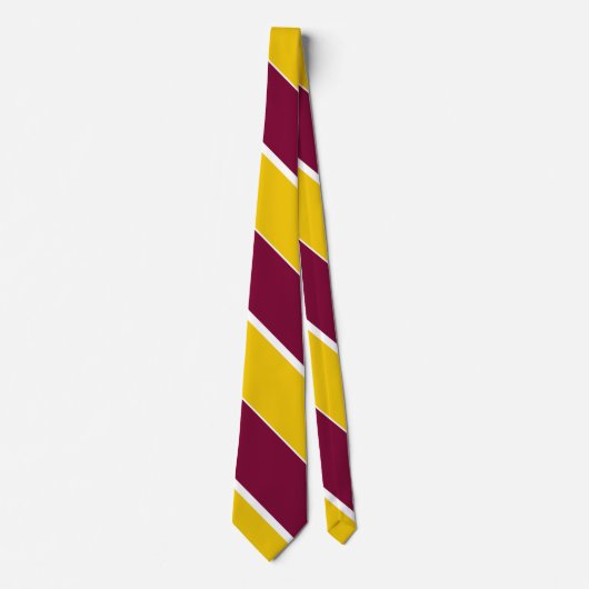 Burgundy and Gold Broad University Stripe Stropdas (Voorkant)