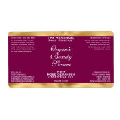Burgundy and Gold Cosmetics Dropper Bottle Label (Voorkant)