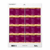 Burgundy and Gold Cosmetics Dropper Bottle Label (Full Sheet)