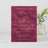 Burgundy and gold elegant picture wedding  kaart (Staand voorkant)