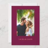 Burgundy and gold elegant save the date wedding   kaart (Achterkant)