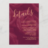 Burgundy and gold elegant wedding response Card Informatiekaartje (Voorkant)