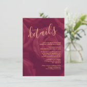 Burgundy and gold elegant wedding response Card Informatiekaartje (Staand voorkant)