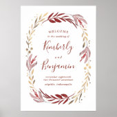 Burgundy and Gold Elegant Wedding Welcome Sign Poster (Voorkant)