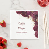 Burgundy and Gold Floral Wedding Napkins Servet (Insitu)