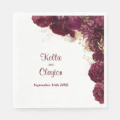 Burgundy and Gold Floral Wedding Napkins Servet (Voorkant)
