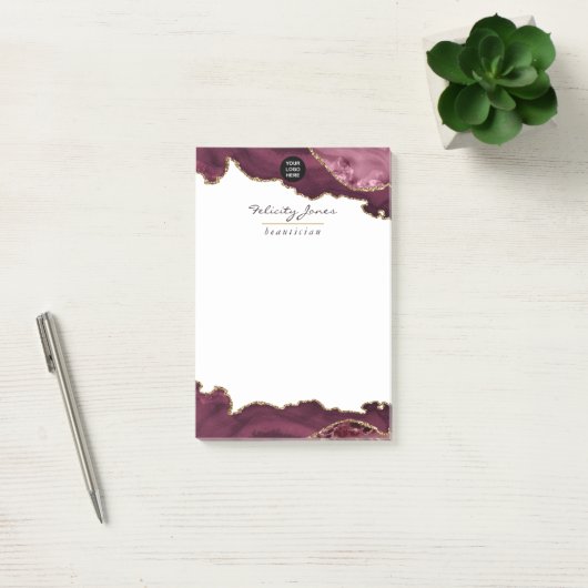 Burgundy and Gold Geode Agate Precious Stone Post- Post-it® Notes (Kantoor)