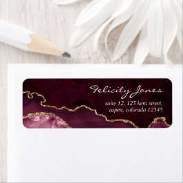 Burgundy and Gold Geode Agate Stone Etiket