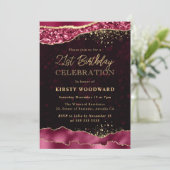 Burgundy and Gold Glam Tears Edges 21st Birthday Kaart (Staand voorkant)