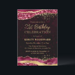 Burgundy and Gold Glam Tears Edges 21st Birthday Kaart<br><div class="desc">Bourgogne en Gold Glitter Glam Tears Edges met gouden elementen op een donkerrode achtergrond</div>
