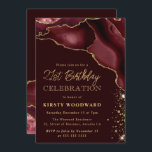 Burgundy and Gold Glitter Agate 21st Birthday Kaart<br><div class="desc">Elegant Bourgogne en Gold Glitter Agate op een zwarte achtergrond</div>