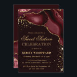 Burgundy and Gold Glitter Agate 21st Birthday Kaart<br><div class="desc">Elegant Burgundy en Gold Glitter Agate op een donkerrode achtergrond</div>