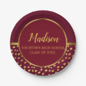 Burgundy and Gold Graduation Party Papieren Bordje (Voorkant)