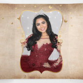 Burgundy and Gold Roos Elegant Photo Quinceanera Drieluik Uitnodiging (Binnenkant midden)