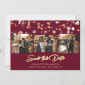 Burgundy and Gold Wedding 4 Foto Save the Date (Voorkant)