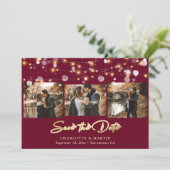 Burgundy and Gold Wedding 4 Foto Save the Date (Staand voorkant)