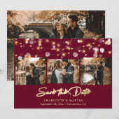 Burgundy and Gold Wedding 4 Foto Save the Date (Voorkant / Achterkant)