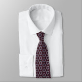 Burgundy and Gray Quilt Print Neck Tie Stropdas (Gebonden)