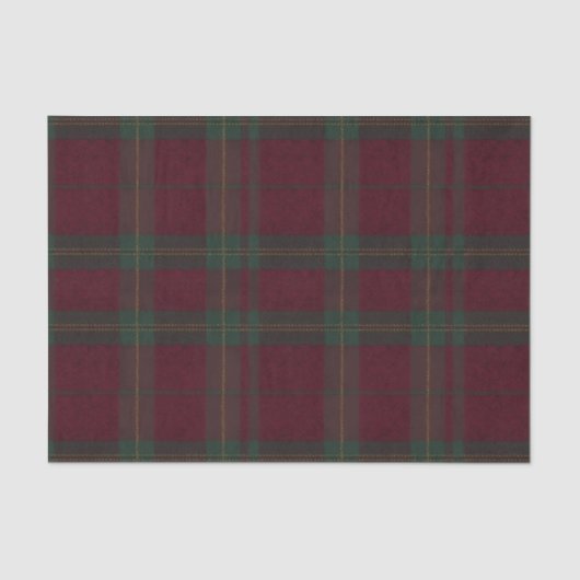 Burgundy and Green Plaid Tartan Tissue Paper Tissuepapier (Voorkant)