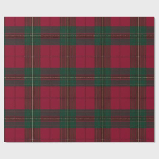 Burgundy and Green Plaid Tartan Wrapping Paper Cadeaupapier (Vlak)