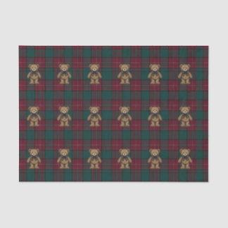 Burgundy and Green Teddy Tartan Tissue Paper Tissuepapier