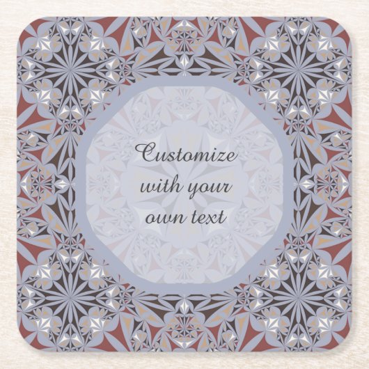Burgundy and Grey Elegant Pattern Custom Text Kartonnen Onderzetters (Voorkant)