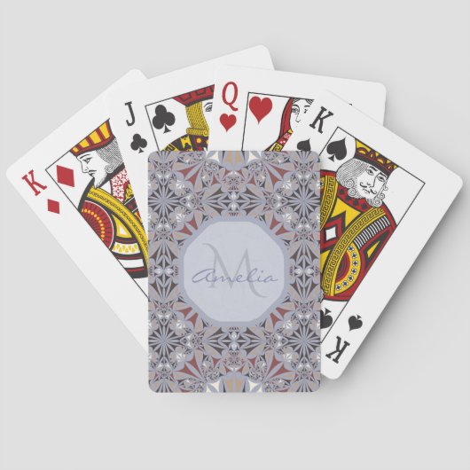 Burgundy and Grey Elegant Pattern Personalised Pokerkaarten (Achterkant)