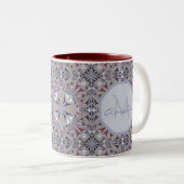 Burgundy and Grey Elegant Pattern Personalised Tweekleurige Koffiemok (Voorkant rechts)