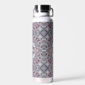 Burgundy and Grey Elegant Pattern Personalised Waterfles (Achterkant)