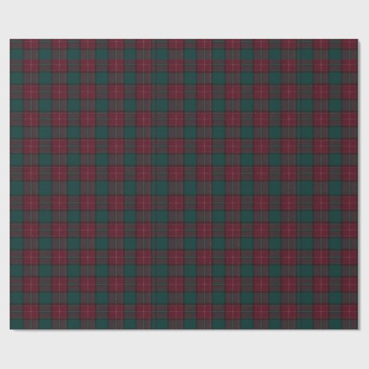 Burgundy and Hunter Green Tartan Wrapping Paper Cadeaupapier (Vlak)