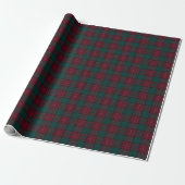 Burgundy and Hunter Green Tartan Wrapping Paper Cadeaupapier (Uitgerold)