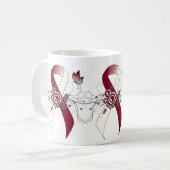 Burgundy and Ivory Ribbon with Butterfly Coffee Mu Koffiemok (Voorkant links)