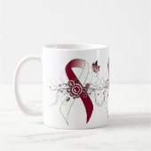 Burgundy and Ivory Ribbon with Butterfly Coffee Mu Koffiemok (Links)