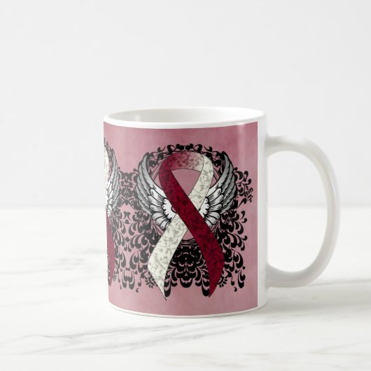 Burgundy and Ivory Ribbon with Wings Coffee Mug Koffiemok (Rechts)