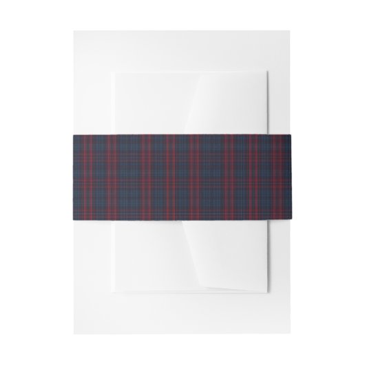 Burgundy and Navy Blue Tartan Plaid Ribbon Uitnodigingen Wikkel (Voorkant Voorbeeld)