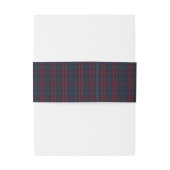 Burgundy and Navy Blue Tartan Plaid Ribbon Uitnodigingen Wikkel (Achterkant Voorbeeld)
