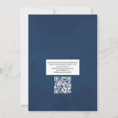 Burgundy and Navy Floral Wedding QR Code Uitnodigi Kaart (Achterkant)
