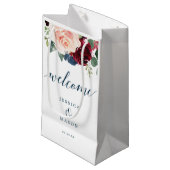 Burgundy and Navy Hotel Welcome Gift Bag Klein Cadeauzakje (Voorkant Gekanteld)