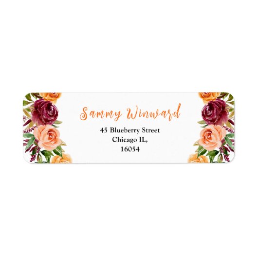 Burgundy and Orange and Foliage Bridal Shower Etiket (Voorkant)