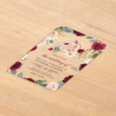 Burgundy and Peach Floral Pumpkin Wedding Acryl Uitnodigingen (Laagn)